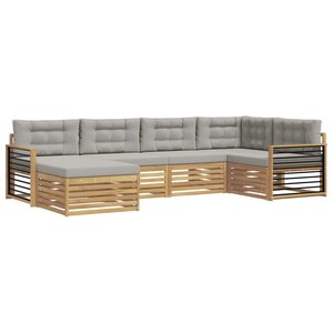 vidaXL Ensemble de canapés d'extérieur 6 pc Blanc et gris clair