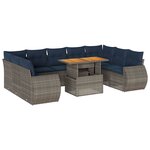 vidaXL Salon de jardin avec coussins 10 Pièces gris résine tressée