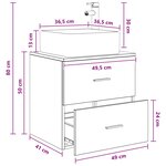 vidaXL Vanité de lavabo mural Chêne artisanal 49 5 x 41 x 63 cm