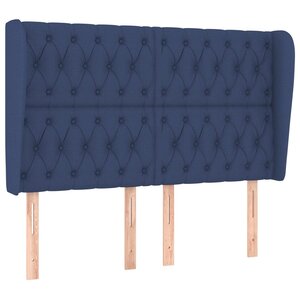 vidaXL Tête de lit avec oreilles Bleu 163x23x118/128 cm Tissu