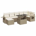 vidaXL Salon de jardin avec coussins 8 Pièces beige résine tressée
