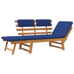 vidaXL Banc de jardin avec coussins 2-en-1 190 cm Bois solide d'acacia