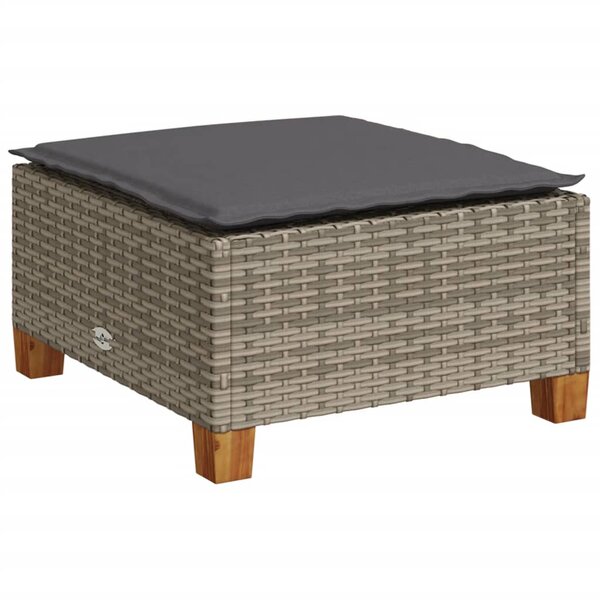 vidaXL Tabouret de jardin et coussin gris 63 5x56x32 cm résine tressée