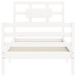 vidaXL Cadre de lit et tête de lit blanc 100x200 cm bois massif