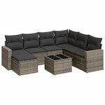 vidaXL Salon de jardin 8 Pièces avec coussins gris résine tressée