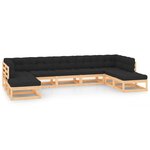 vidaXL Salon de jardin 9 Pièces avec coussins anthracite Pin massif