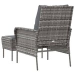 vidaXL Chaise de jardin avec tabouret gris résine tressée
