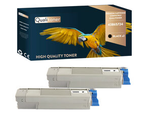 Qualitoner x2 toners 43865724 noir compatible pour oki