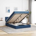 vidaXL Lit ottoman avec matelas et LED bleu 140x190 cm tissu