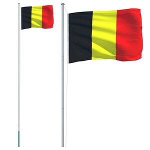 vidaXL Drapeau de la Belgique et mât 6 23 m Aluminium