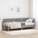 vidaXL Cadre de lit d'angle avec matelas Taupe 80 x 200 cm tissu