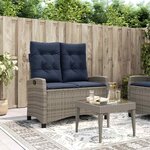 vidaXL Banc inclinable de jardin avec coussins gris résine tressée