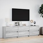 vidaXL Meuble TV avec LED sonoma gris 180x34x50 cm bois d'ingénierie