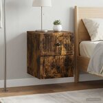 vidaXL Cabinet de chevet mural 2 Pièces Chêne fumé 33 x 34 5 x 40 cm
