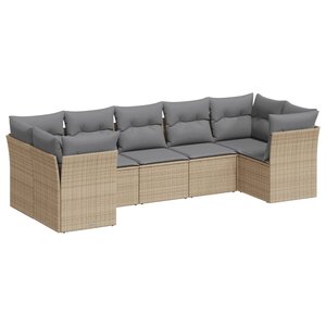 vidaXL Salon de jardin avec coussins 7 Pièces beige résine tressée