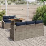 vidaXL Ensemble de canapé de jardin 6 Pièces Gris Poly rotin