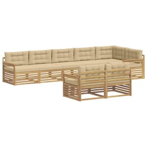 vidaXL Ensemble de canapés d'extérieur 8 pc Blanc et Beige Polyester