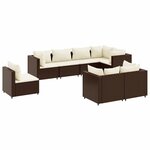 vidaXL Salon de jardin avec coussins 8 Pièces marron résine tressée