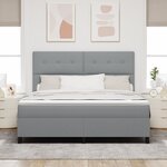 vidaXL Lit à ressorts avec matelas et lumière LED - Gris clair  180 x 200 cm cadre en tissu