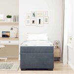 vidaXL Cadre de lit avec matelas Gris foncé 90 x 200 cm tissu