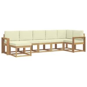 vidaXL Ensemble de canapés d'extérieur 7 pc Blanc et crème Polyester