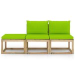 vidaXL Salon de jardin 3 Pièces avec coussins vert brillant