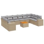 vidaXL Salon de jardin 11 Pièces avec coussins beige résine tressée