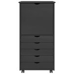 vidaXL Cabinet roulant Gris 53 x 39 x 103 cm Bois de Pin Massif