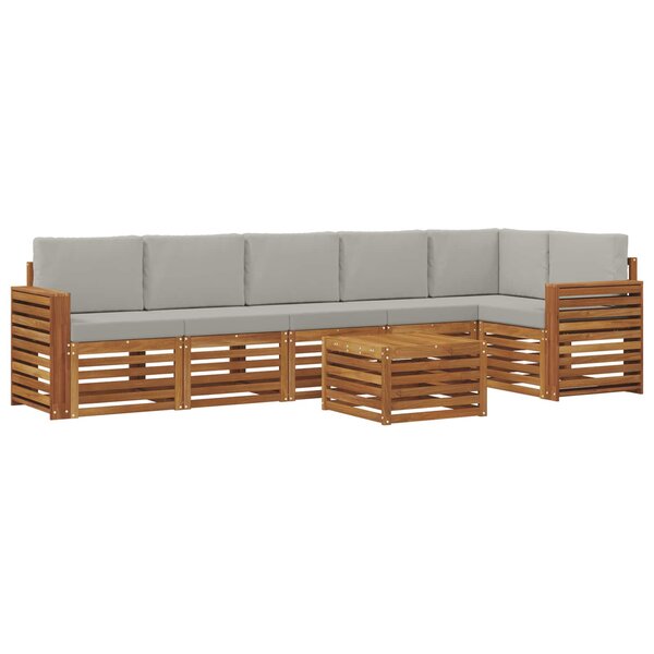 vidaXL Ensemble de canapés d'extérieur 7 pc Gris Naturel et Clair