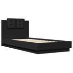 vidaXL Cadre de lit et tête de lit noir 100x200 cm bois d'ingénierie