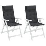 vidaXL Coussins de chaise à dossier haut lot de 2 noir tissu oxford