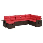 vidaXL Salon de jardin 8 Pièces avec coussins marron résine tressée