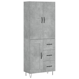 vidaXL Buffet haut Gris béton 69 5x34x180 cm Bois d'ingénierie