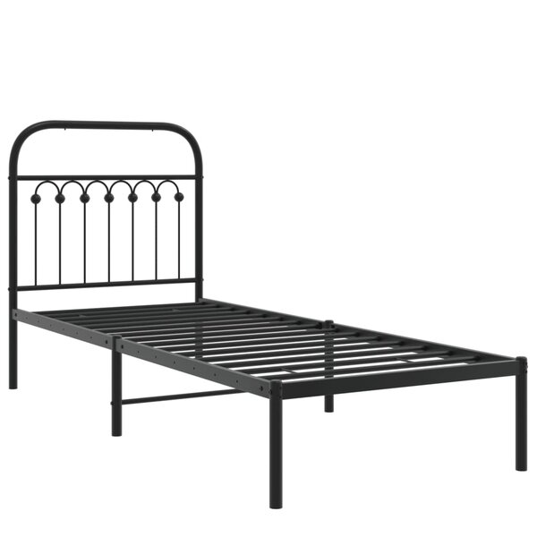 vidaXL Cadre de lit métal avec tête de lit noir 80x200 cm
