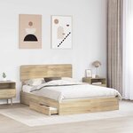 vidaXL Lit de Rangement Chêne Sonoma 160 x 200 cm Bois d'ingénierie