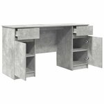 vidaXL Bureau avec porte Gris béton 140 x 49 x 76 cm Bois d'ingénierie