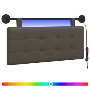 vidaXL Tête de lit suspendue Avec lumière LED Gris Simili cuir