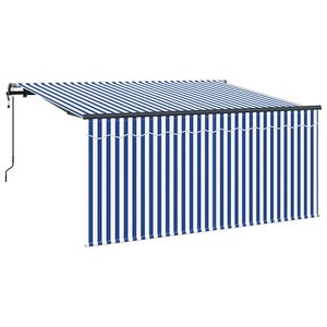 vidaXL Auvent Rétractable Bleu et Blanc 300 x 200 cm
