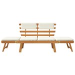 vidaXL Banc de jardin avec coussins 2-en-1 190 cm Bois d'acacia massif