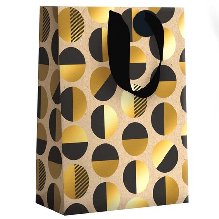 Sac cadeau grand format ronds black and gold - draeger paris