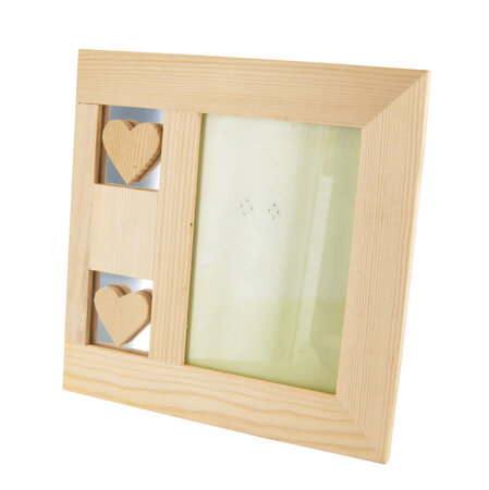 Cadre photo en bois Coeurs 20 x 20 x 1 cm