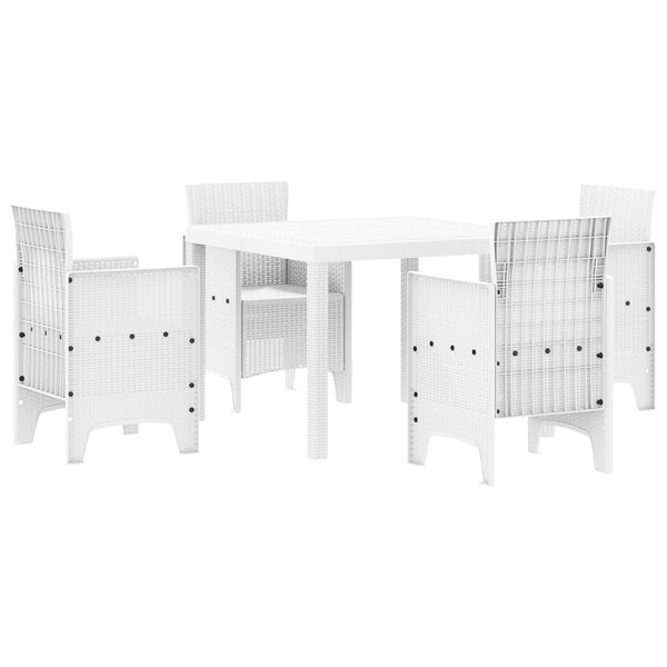 vidaXL Ensemble repas jardin blanc 5 Pièces Blanc Osier résine