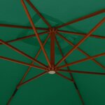 vidaXL Parasol de jardin en porte-à-faux avec mât en bois vert