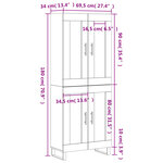 vidaXL Buffet haut Chêne fumé 69 5x34x180 cm Bois d'ingénierie