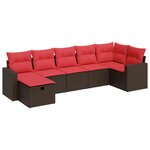 vidaXL Salon de jardin avec coussins 7 Pièces marron résine tressée