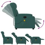 vidaXL Fauteuil de massage inclinable électrique Vert foncé Tissu