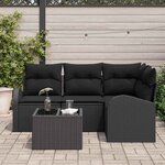 vidaXL Ensemble de canapé de jardin 5 Pièces Noir polyrotin