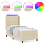 Lit Box Spring vidaXL avec Matelas & LED Crème 90x200 cm Tissu