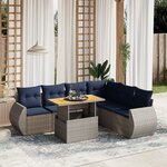 vidaXL Salon de jardin 7 Pièces avec coussins gris résine tressée