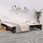 vidaXL Lit coulissant Noir 2x(75x190) cm Bois de pin massif